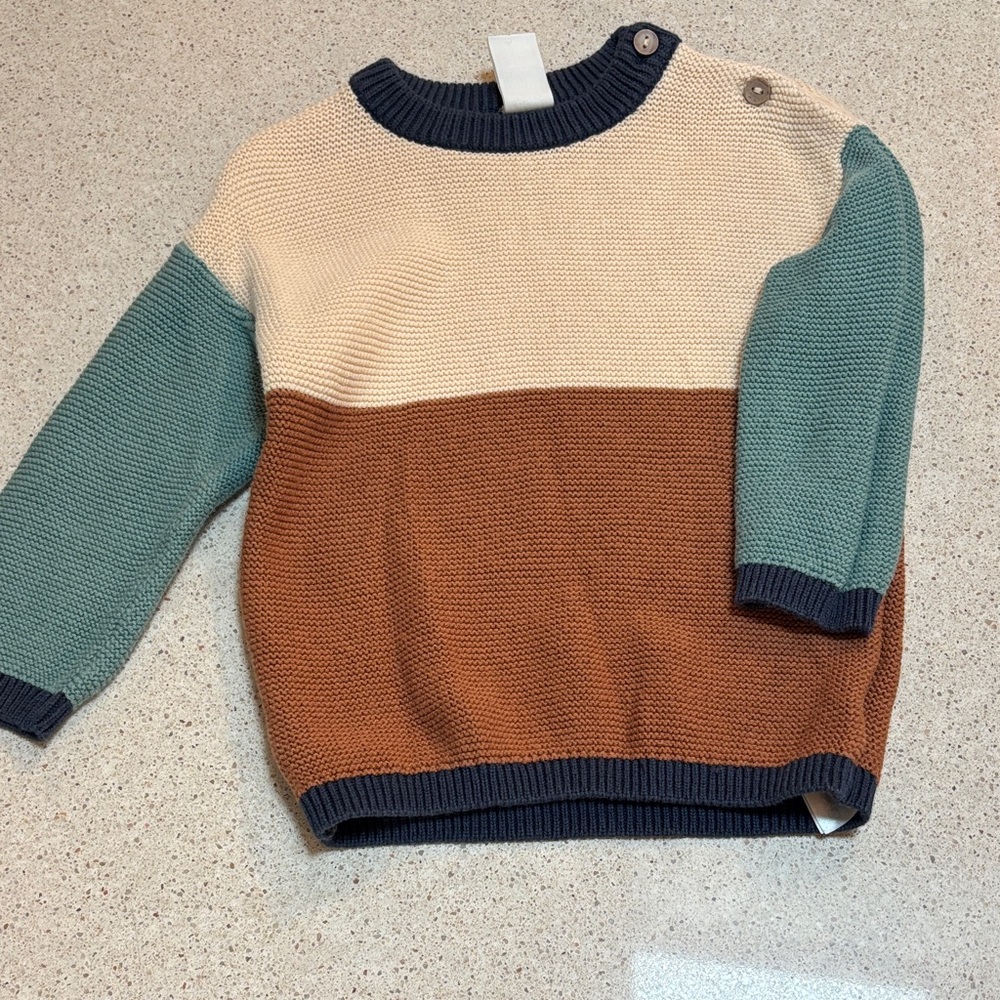 H&M Kids Colorblock Sweater - Cream, Brown, Blue